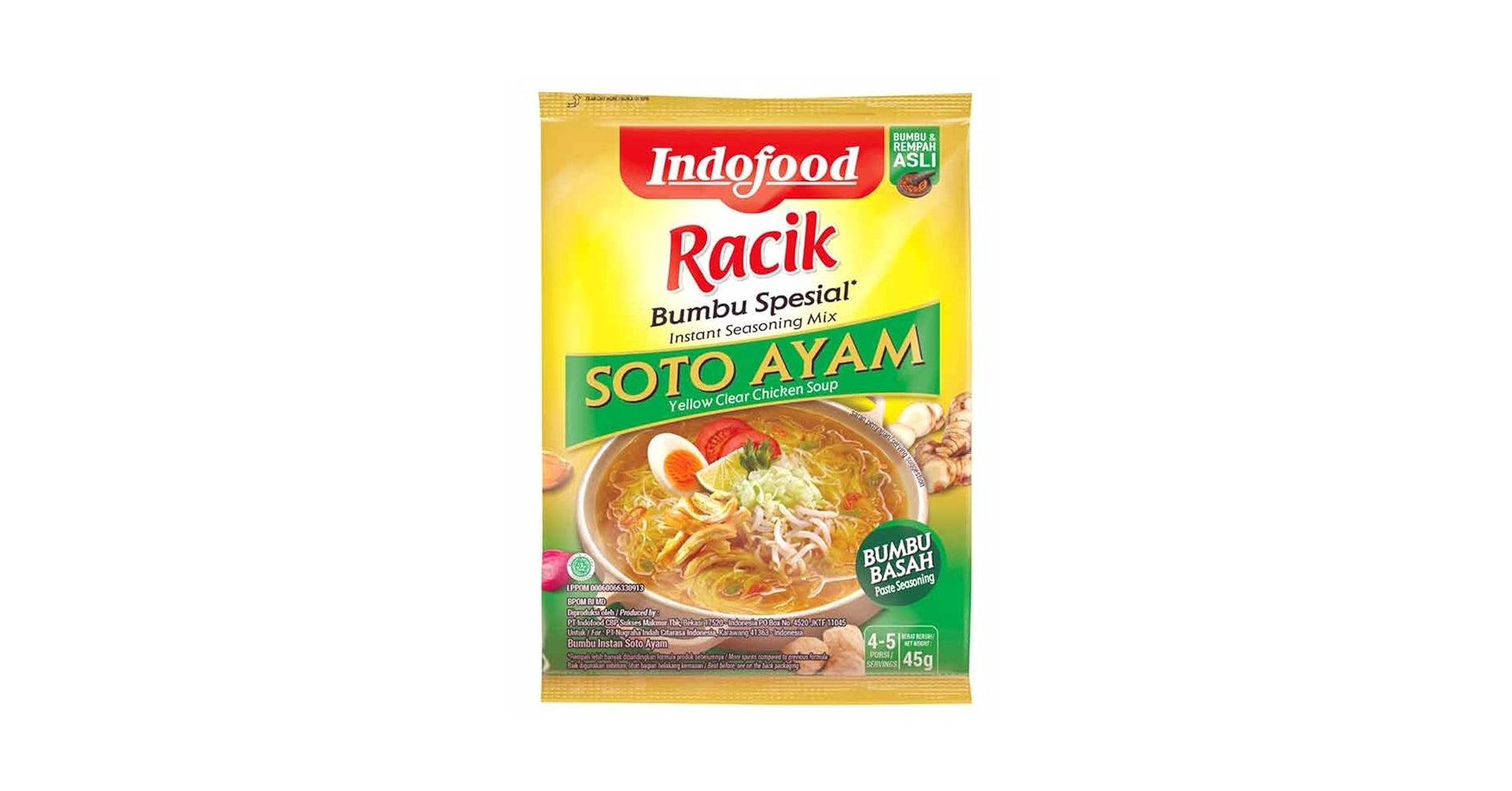 Indofood Racik Bumbu Special Soto Ayam - Instant Seasoning Mix For Yellow Clear Chicken Soup 45g