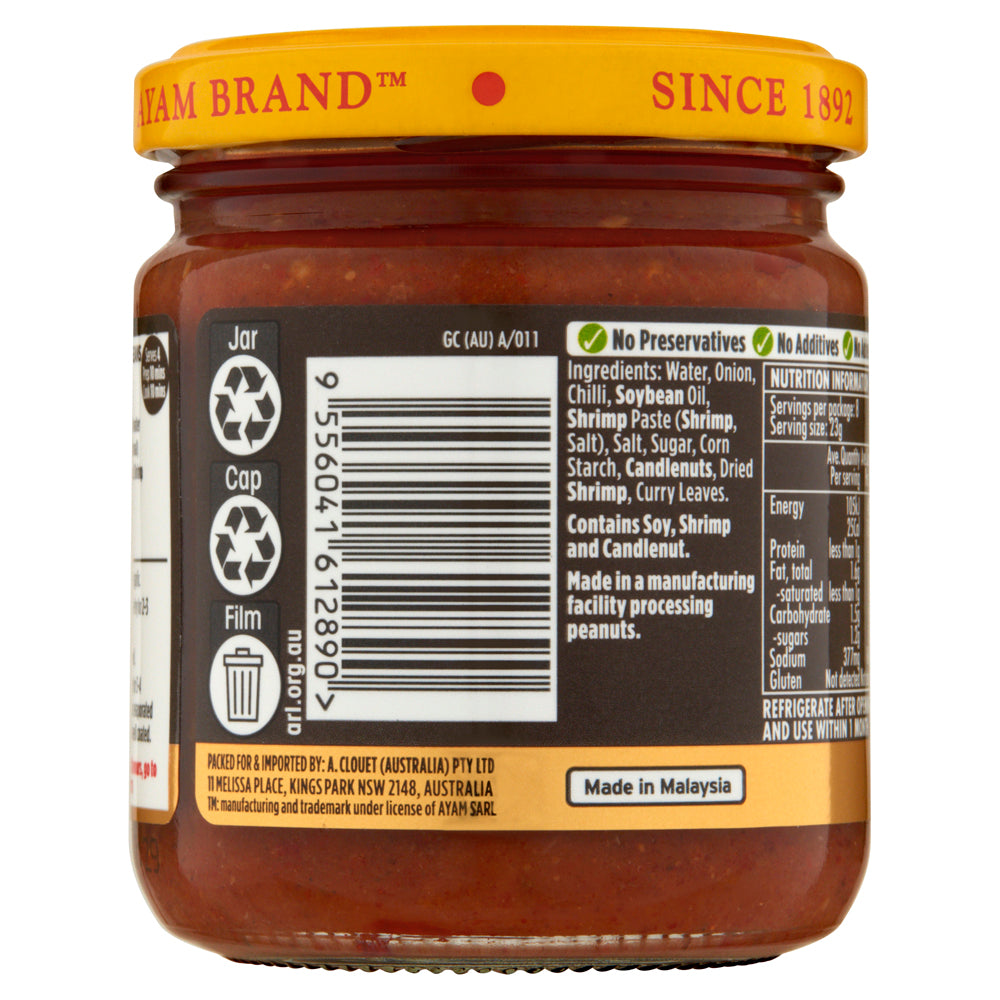Ayam Malaysian Sambal Shrimp Paste 185g