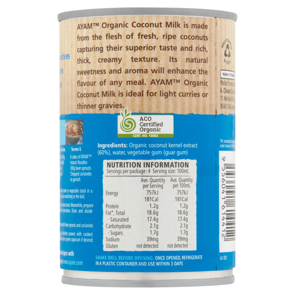 Ayam Organic Coconut Milk 400ml