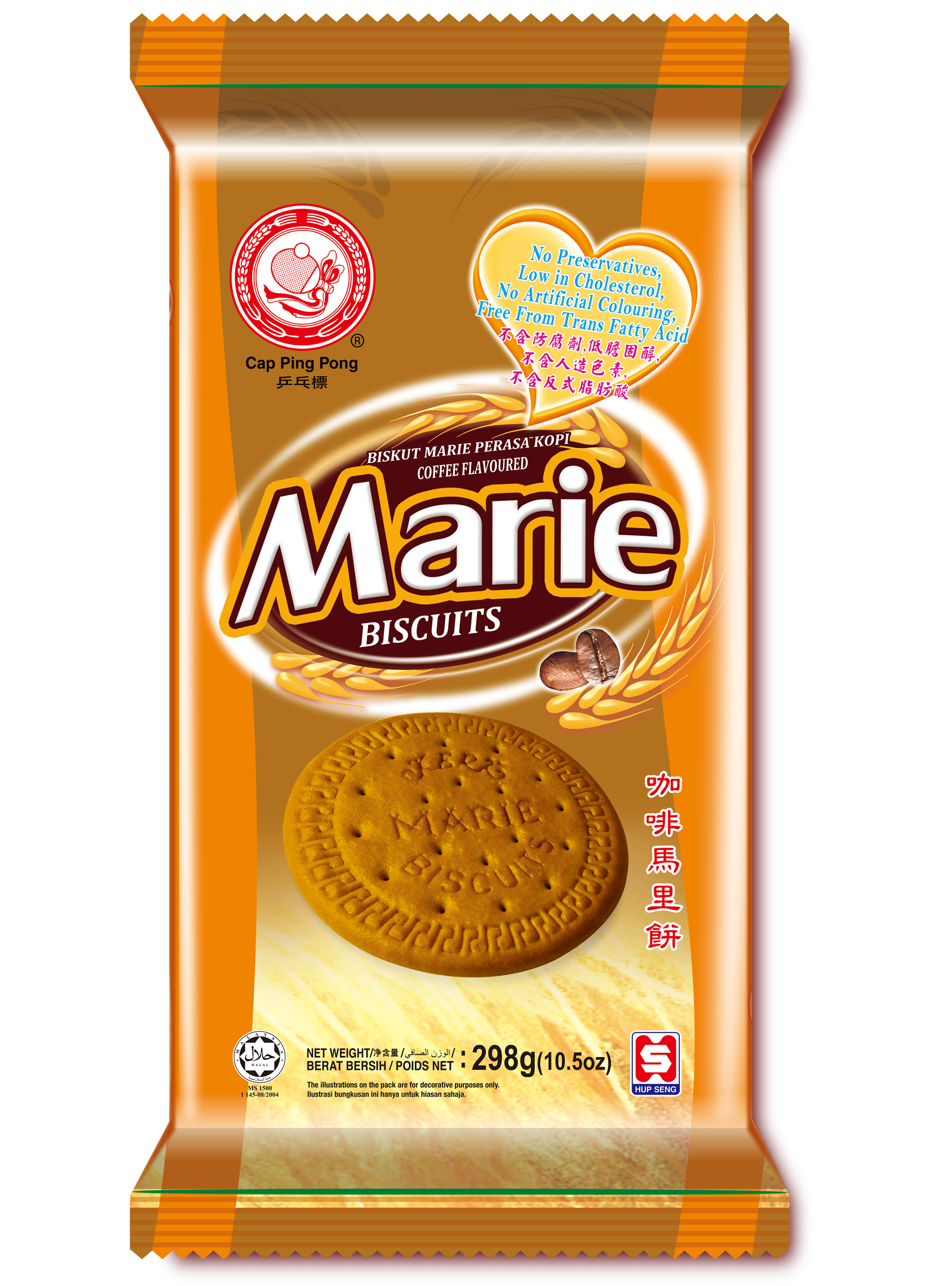 Cap Ping Pong Marie Coffee Flavoured Biscuits 298g