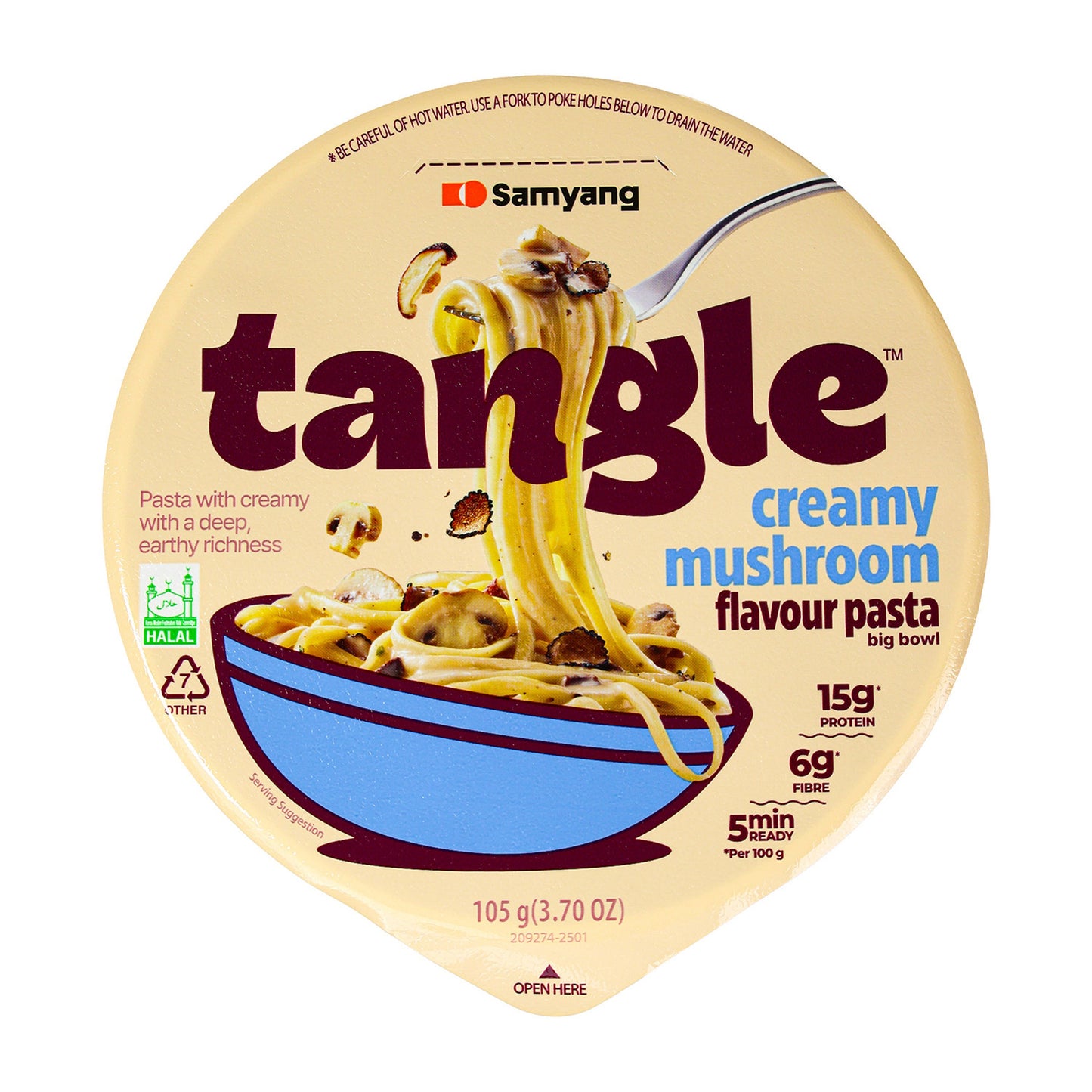 Samyang Big Bowl Tangle Pasta with Creamy Mushroom Sauce 105g