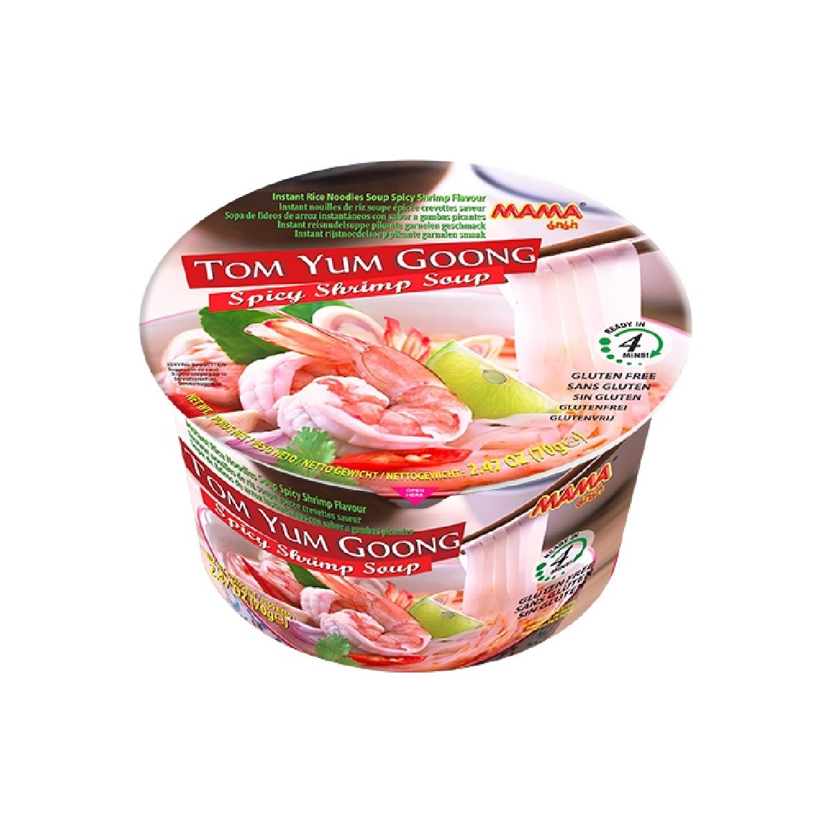 Mama Instant Bowl Rice Noodles Soup Spicy Shrimp Flavour (Tom Yum Gong) 70g