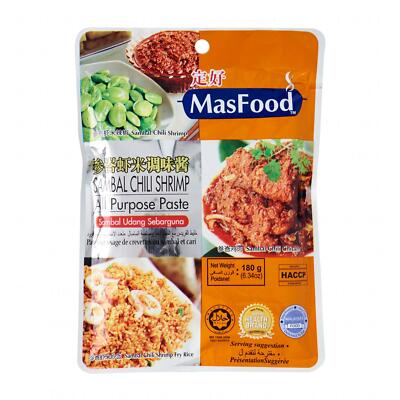 MasFood Sambal Chili Shrimp All Purpose Paste 180g