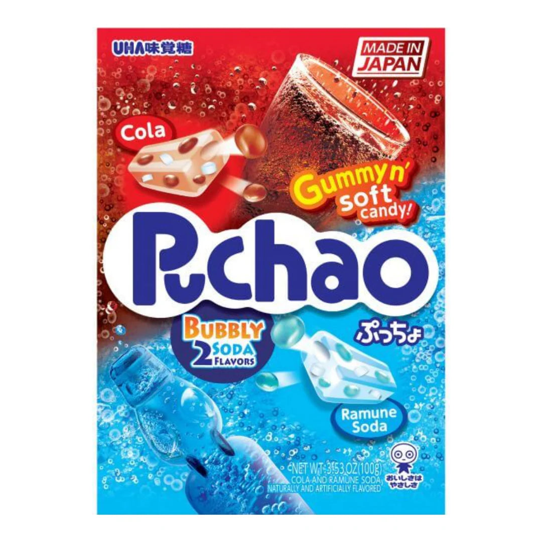 UHA Puchao Bubbly Cola & Ramune Flavours Gummies 100g