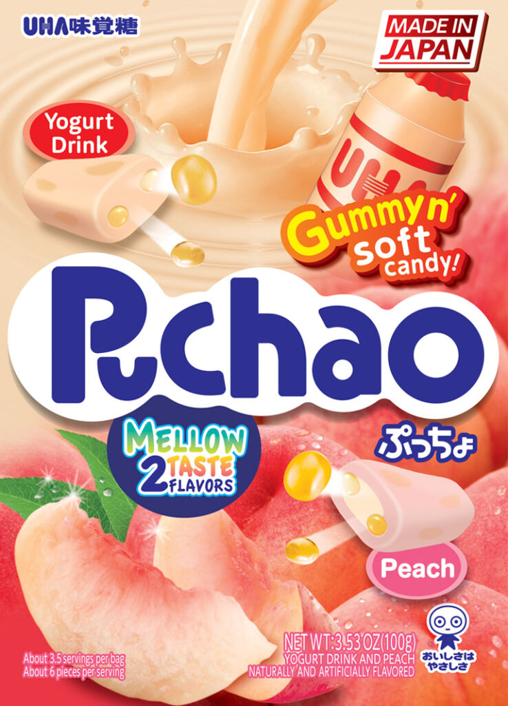 UHA Puchao Yogurt Drink & Peach Flavours Gummies 100g