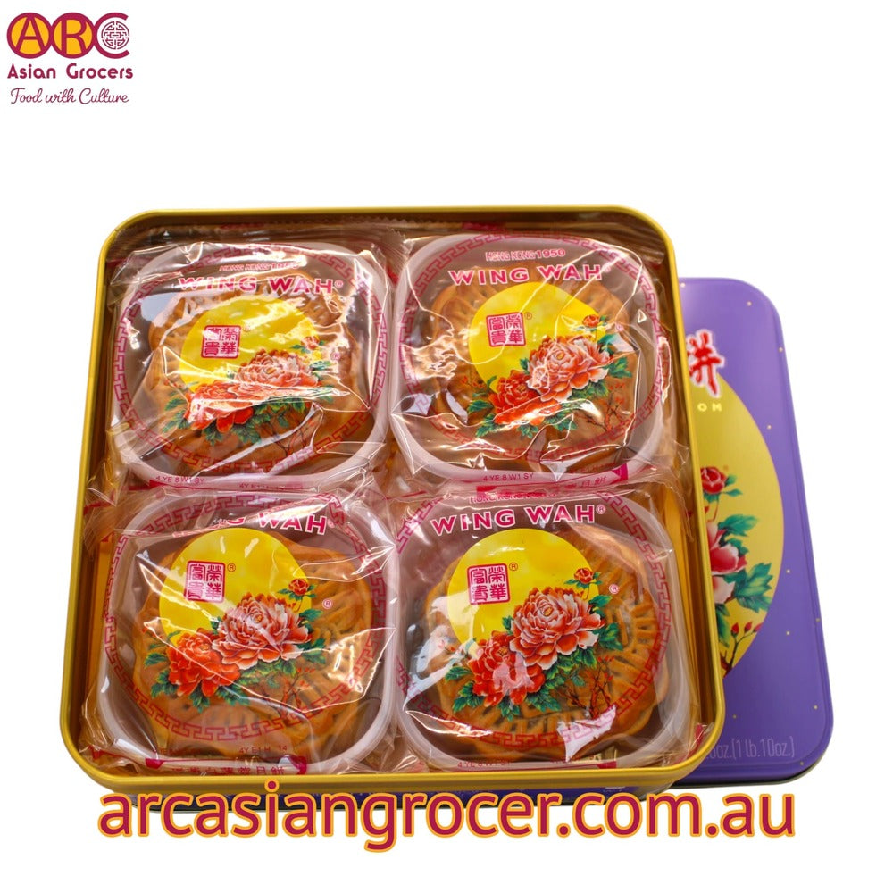 Wing Wah White Lotus Paste With 1 Yolk Mooncake (4pc) – Seasonal Mid-Autumn Festival Special