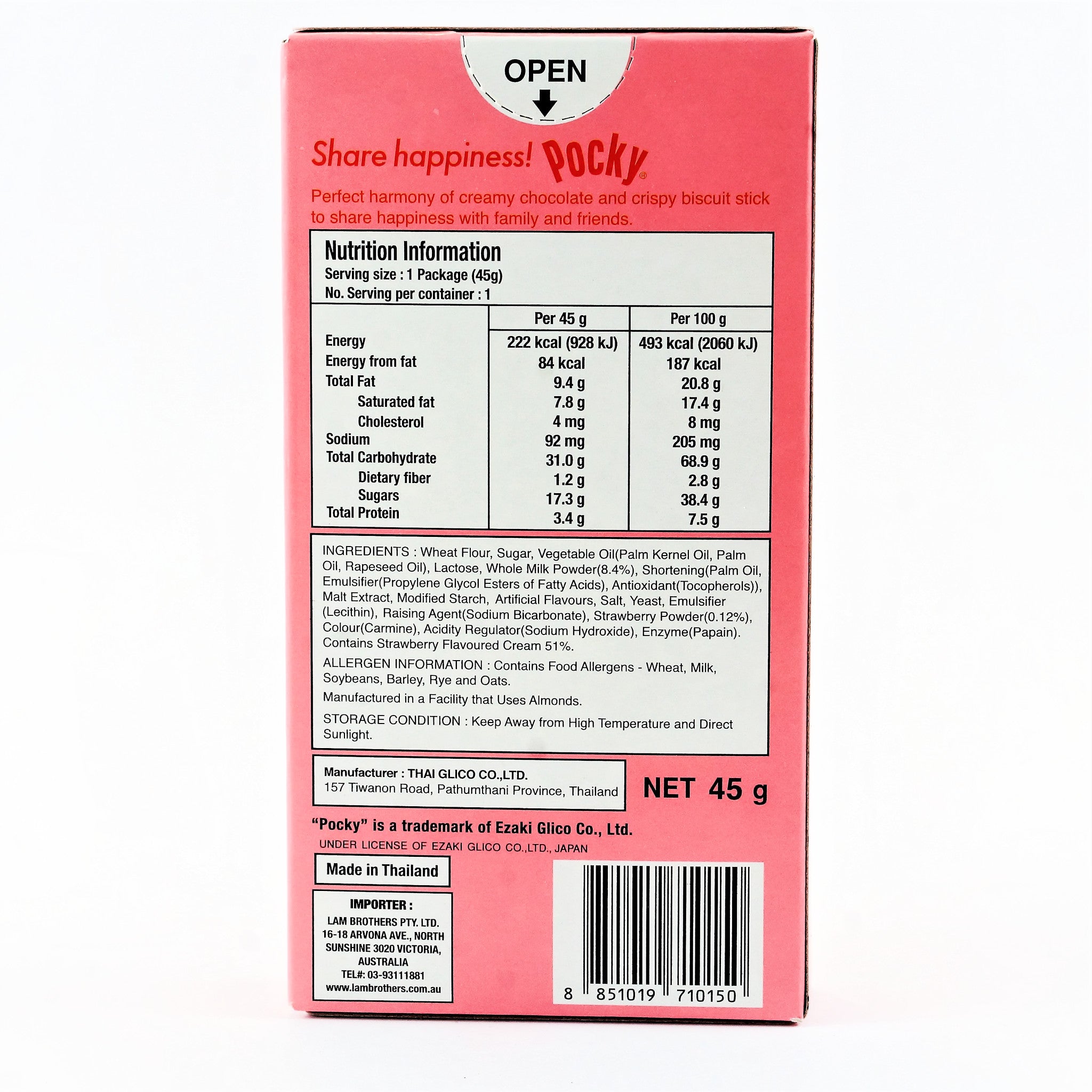 Glico Pocky Strawberry Biscuit Sticks 45G