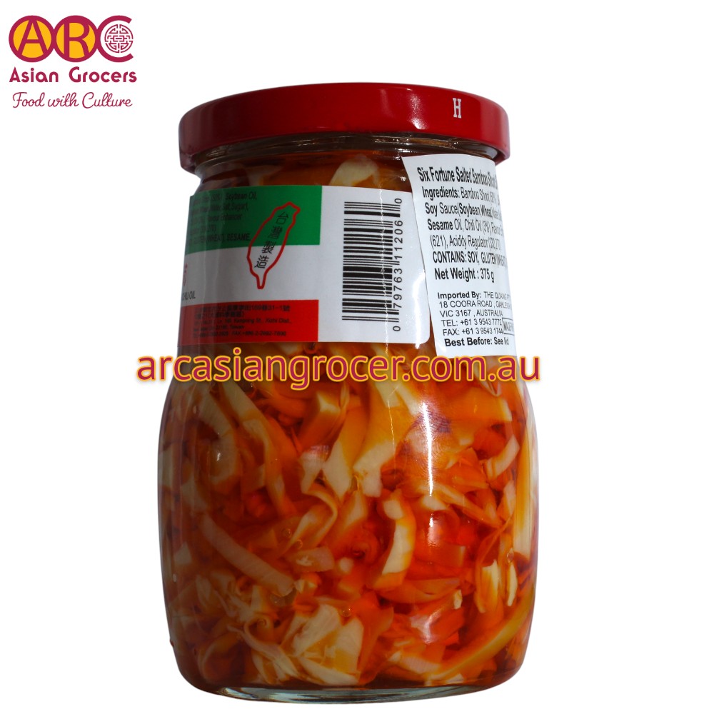Six Fortune Bamboo Shoots in Chilli Oil 375g