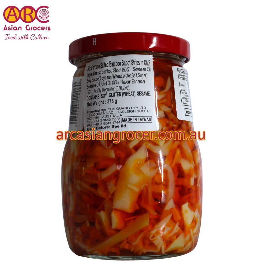 Six Fortune Bamboo Shoots in Chilli Oil 375g