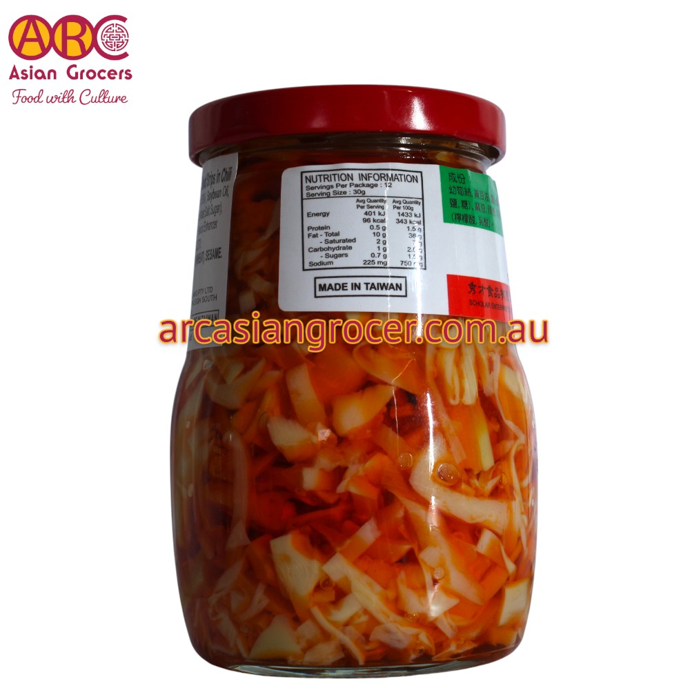 Six Fortune Bamboo Shoots in Chilli Oil 375g