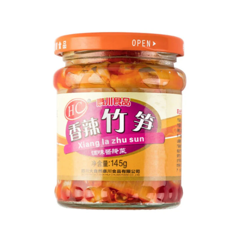 Huichuan Sliced Bamboo Shoots in Chilli Oil 145g