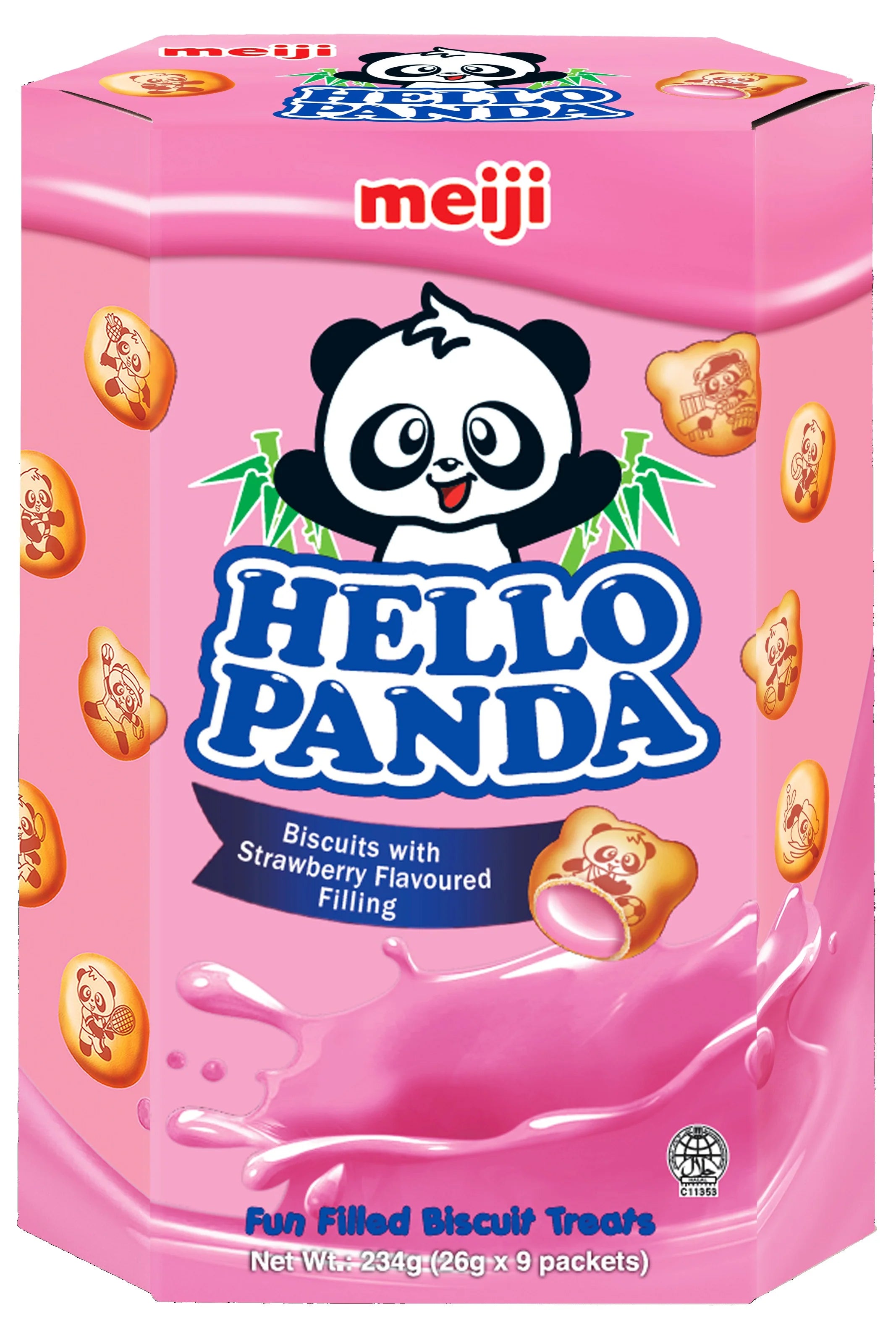 Meiji Hello Panda Strawberry Flavoured Biscuits 234g