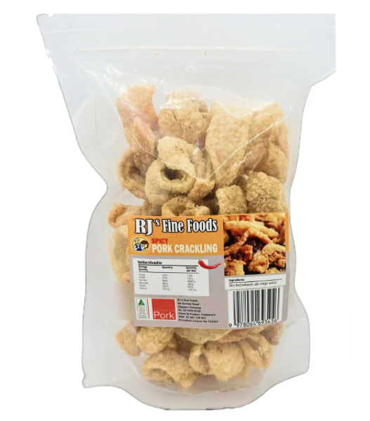 RJ's Fine Foods Spicy Pork Crackling 200g