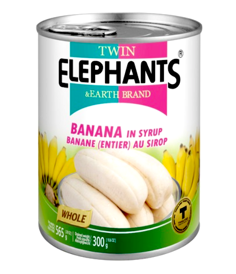 Twin Elephants Banana (Whole) In Syrup 565g