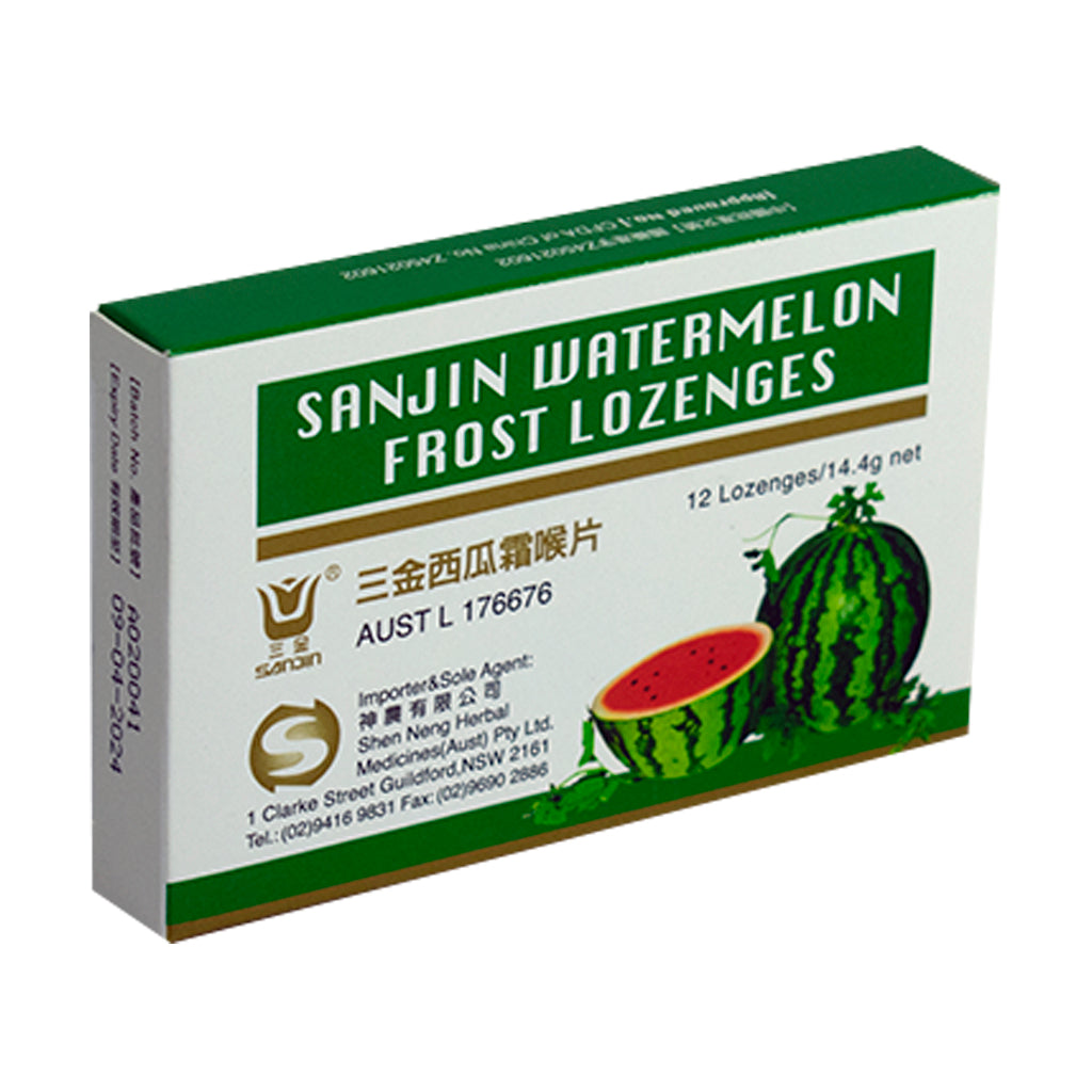 Sanjin Watermelon Frost Lozenges Sore Throat & Mouth Ulcer Relief 12 Lozenges