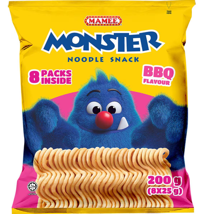 Mamee Monster Noodle Snack BBQ Flavour 8P