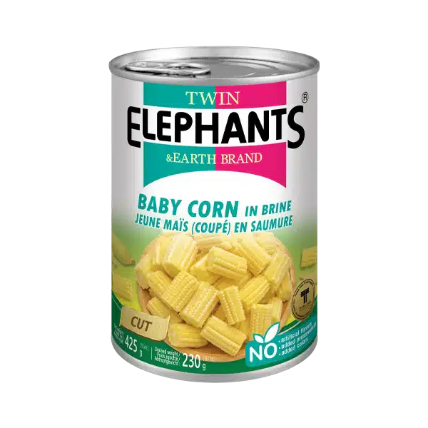 Twin Elephants Cut Baby Corn In Brine 425g