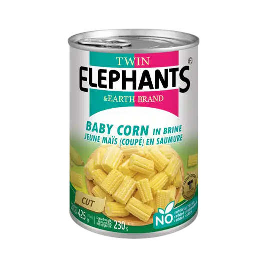 Twin Elephants Cut Baby Corn In Brine 425g