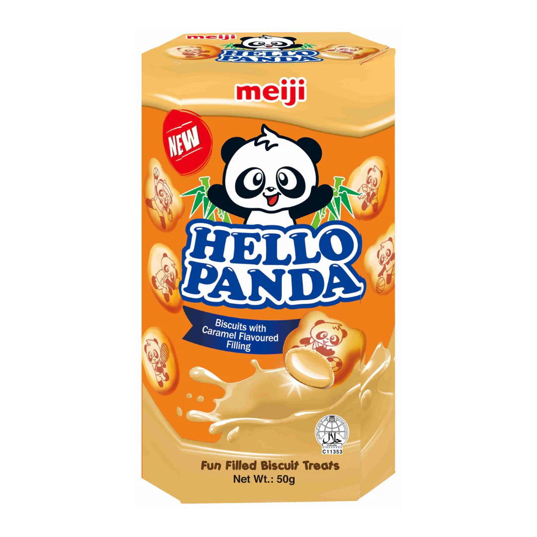 Meiji Hello Panda Biscuits With Caramel Flavoured Filling 50g