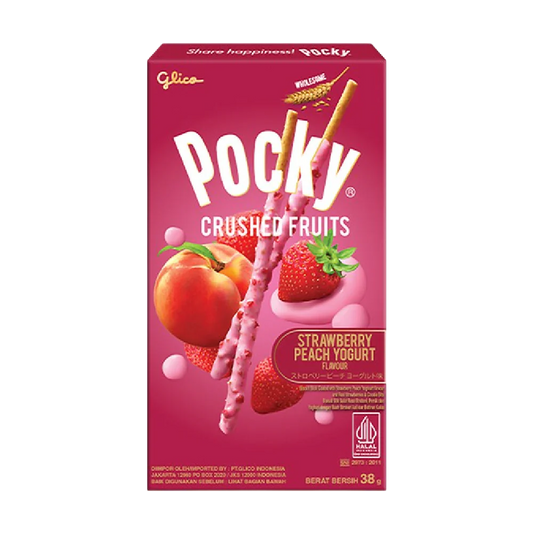 Glico Pocky Crushed Fruits Yogurt Strawberry & Peach Flavour 38g