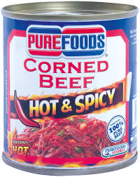 Pure Foods Corned Beef Hot & Spicy 210g