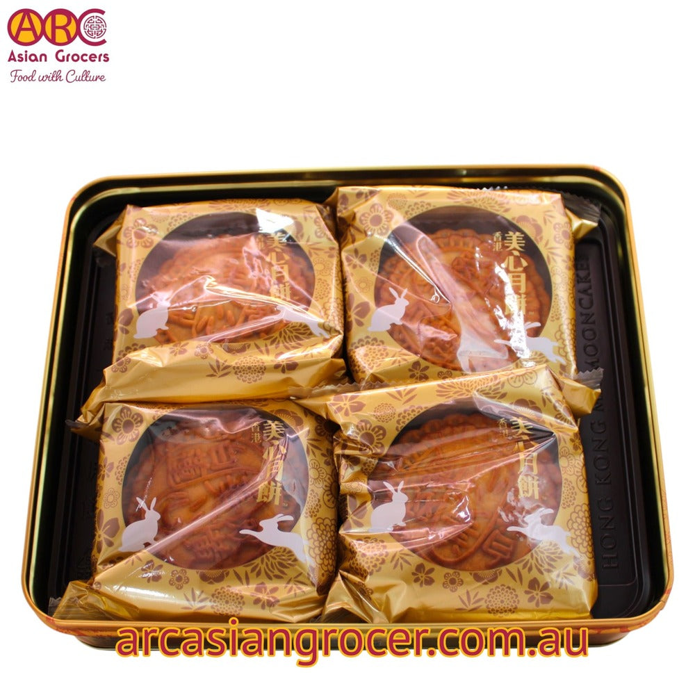 Meixin Hong Kong MX White Lotus Seed Paste Mooncake with 2 Egg Yolks 4 Pieces (Best Before: 20-10-2026)