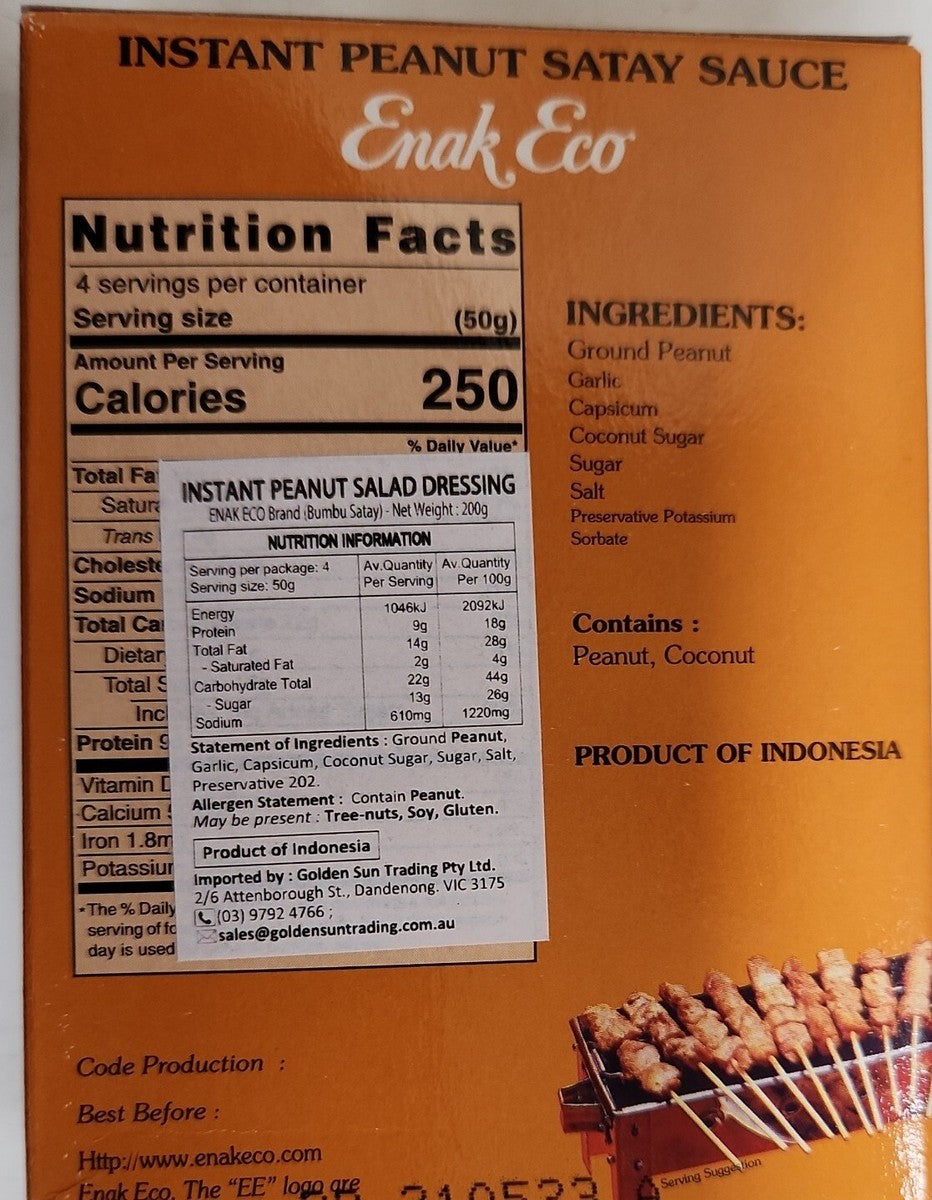 Enak Eco Instant Peanut Satay Sauce for Lamb 200g