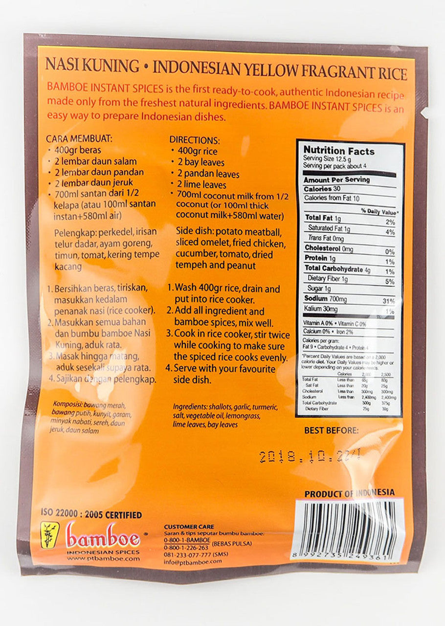 Bamboe Bumbu Nasi Kuning (Yellow Rice Seasoning) 50g