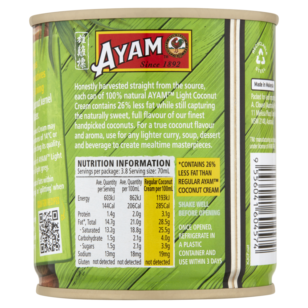 Ayam Premium Light Coconut Cream 270ml