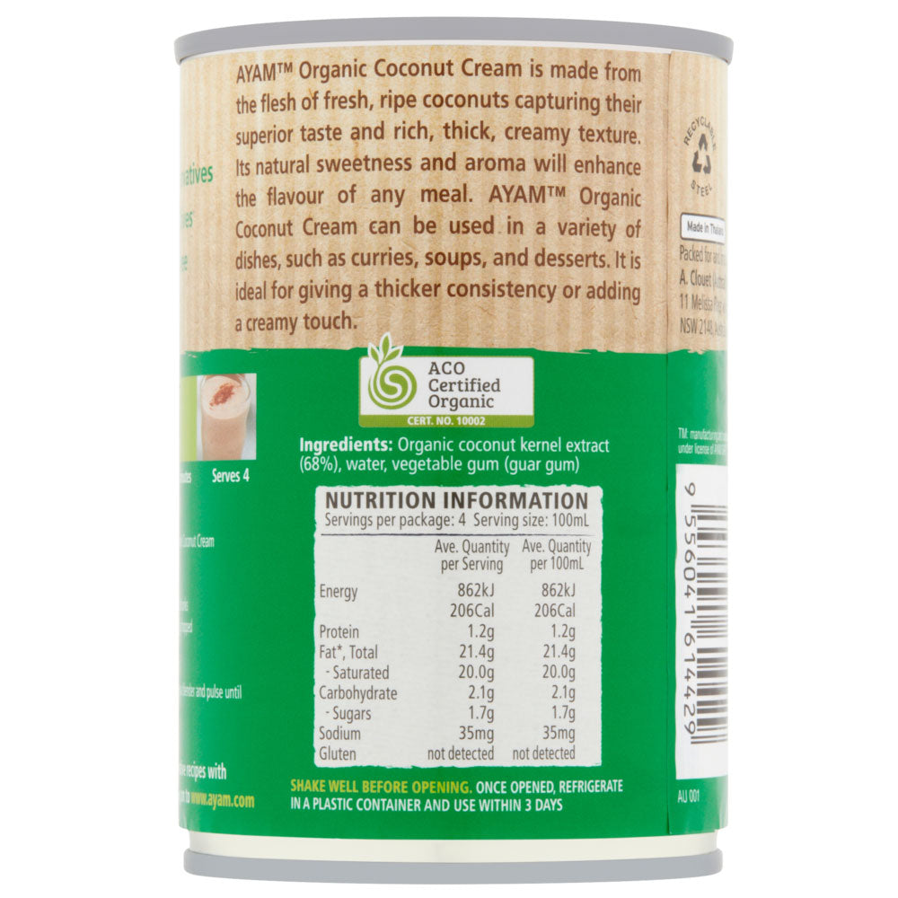 Ayam Organic Coconut Cream 400ml