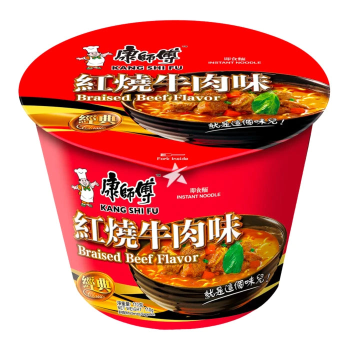 Kang Shi Fu Braised Beef Flavour Instant Noodles Bowl 110g