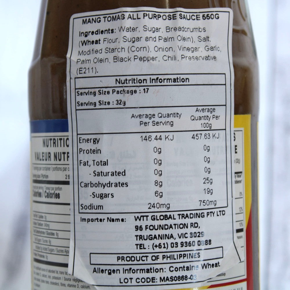 Mang Tomas All Purpose (Lechon) Sauce 550g