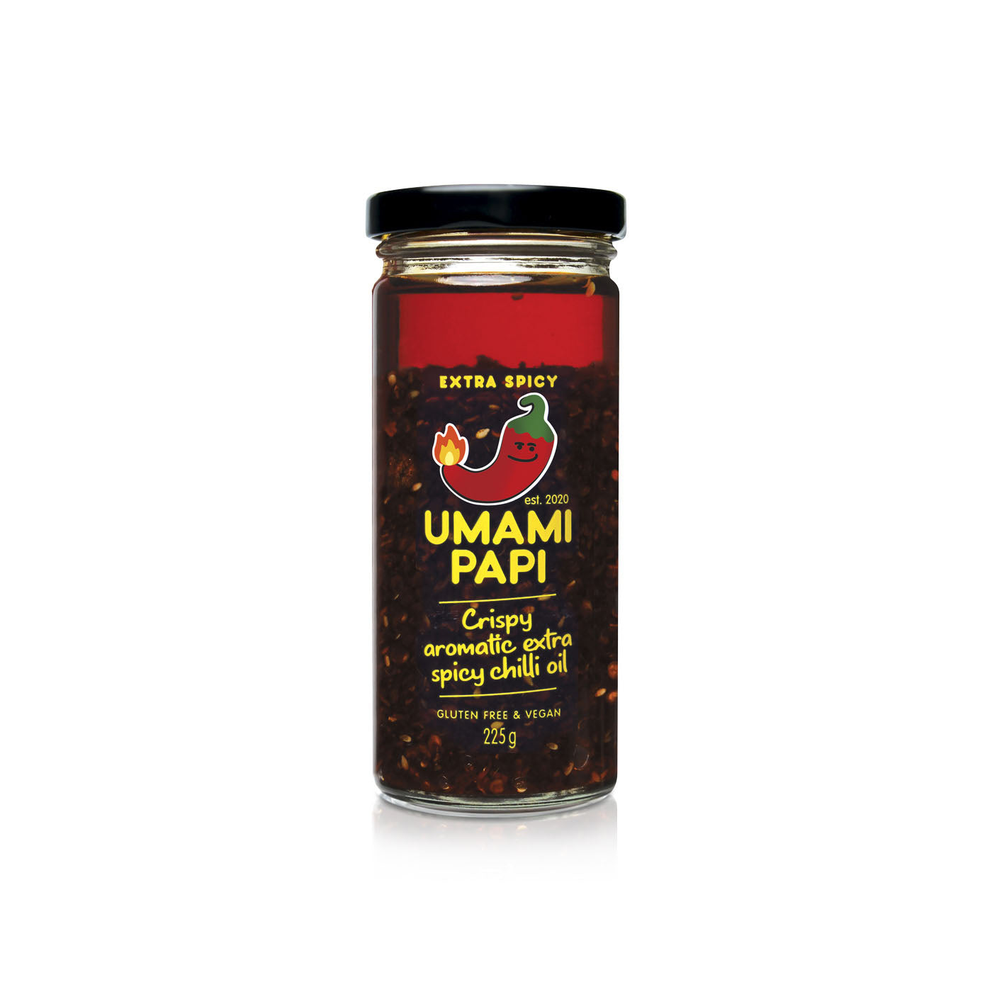 Umami Papi Extra Spicy Crispy Aromatic Spicy Chilli Oil - Gluten Free & Vegan 225g