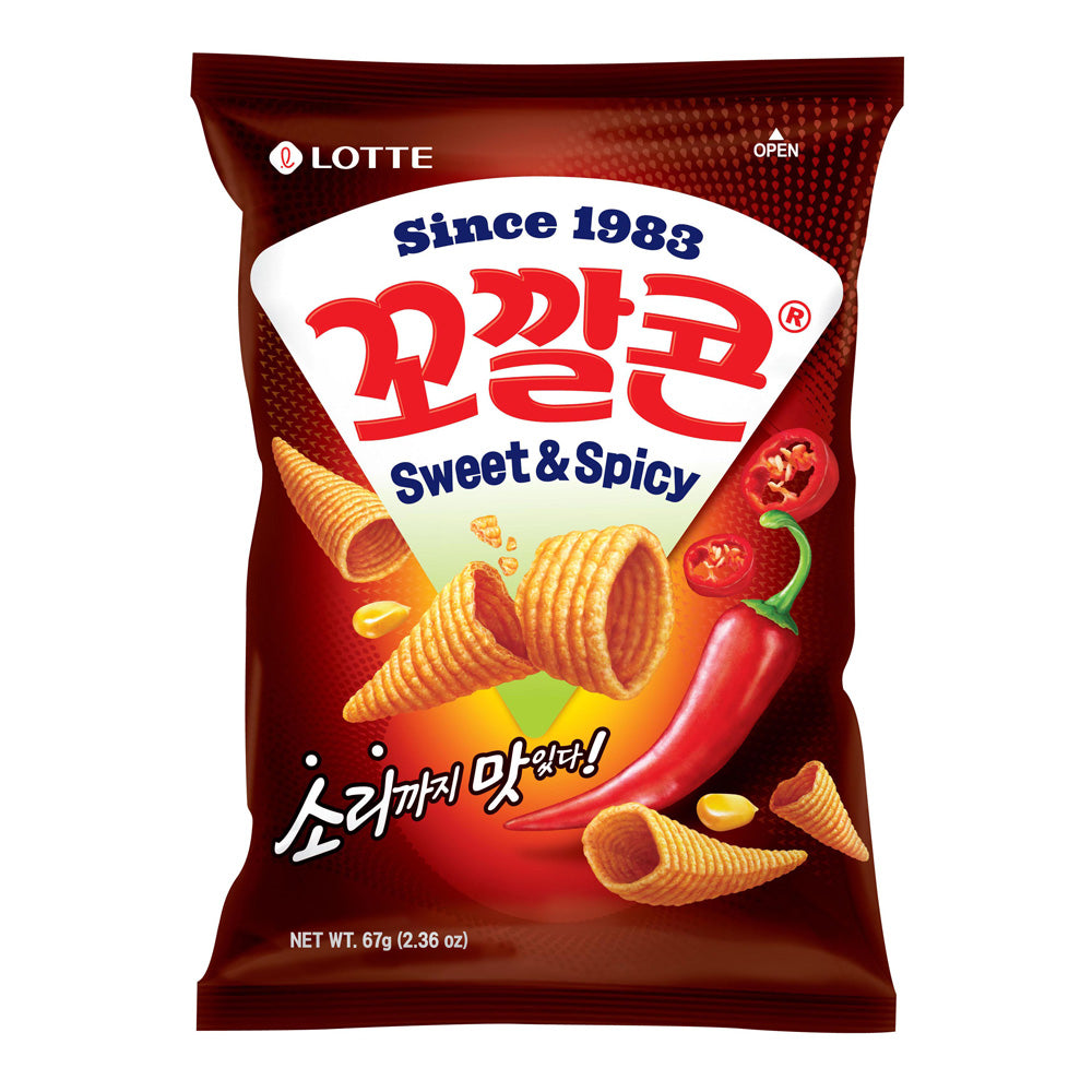 Lotte Spicy & Sweet Flavour Popping Corn Chips 134g