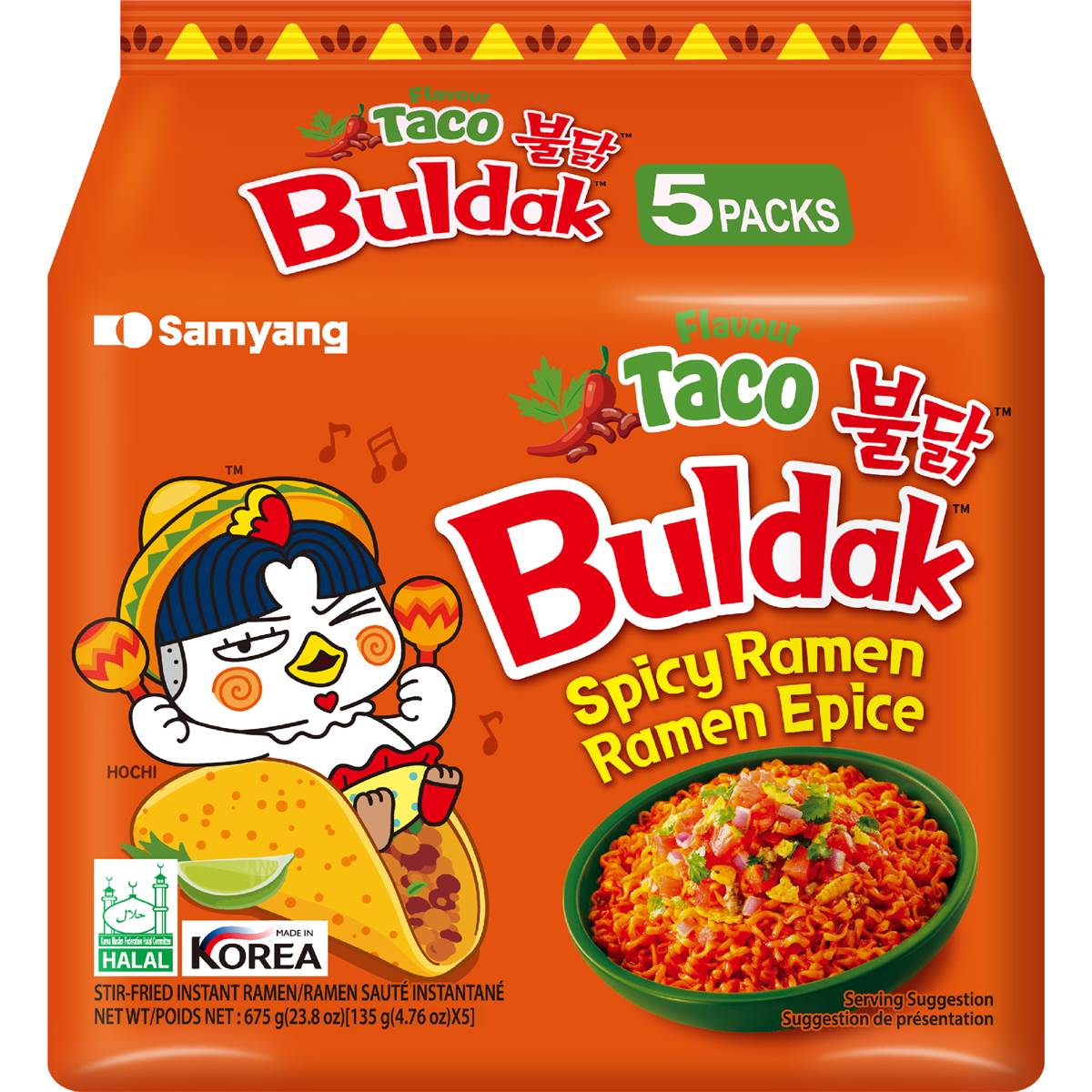 Samyang Buldak Taco Flavour Spicy Ramen 5 Packs