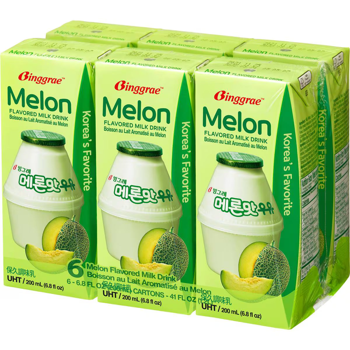 Binggrae Melon Flavoured Milk Drink 6*200ml (Best Before: 06-07-2026)