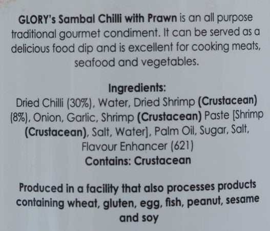 Glory Sambal Chilli with Prawn 250g