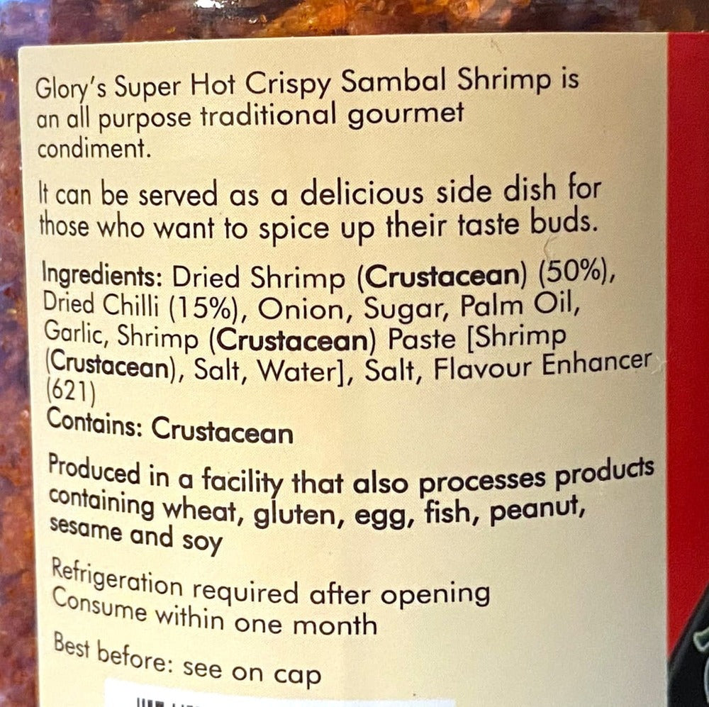 Glory Super Hot Crispy Sambal Shrimp 100g