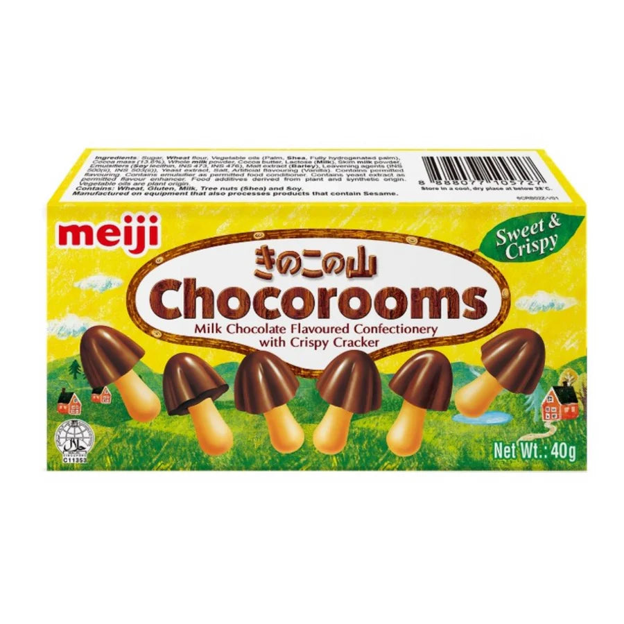 Meiji Chocorooms - Milk Chocolate Flavoured Confectionery with Crispy Cracker 40g