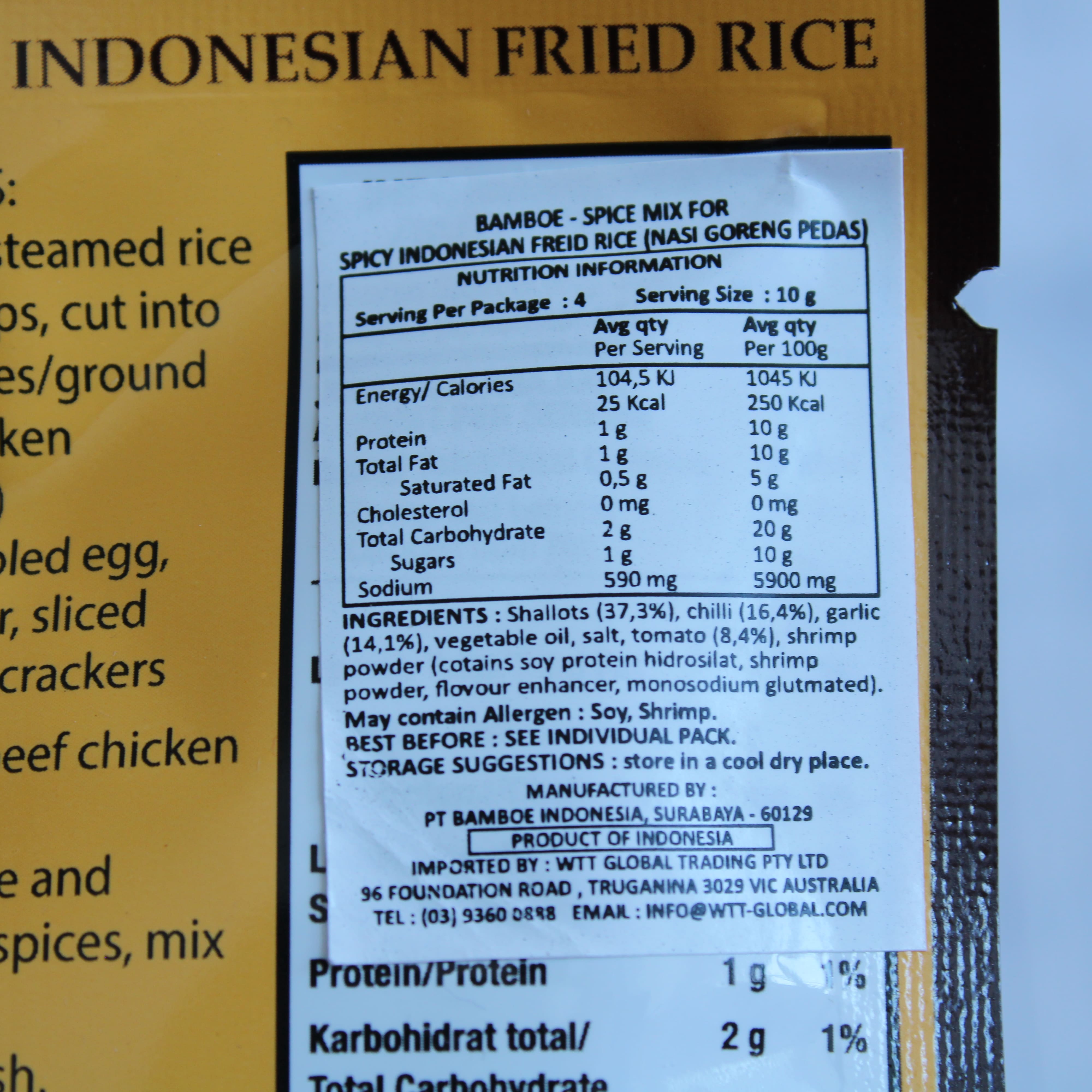 Bamboe Indonesian Nasi Goreng Fried Rice Sauce 40g