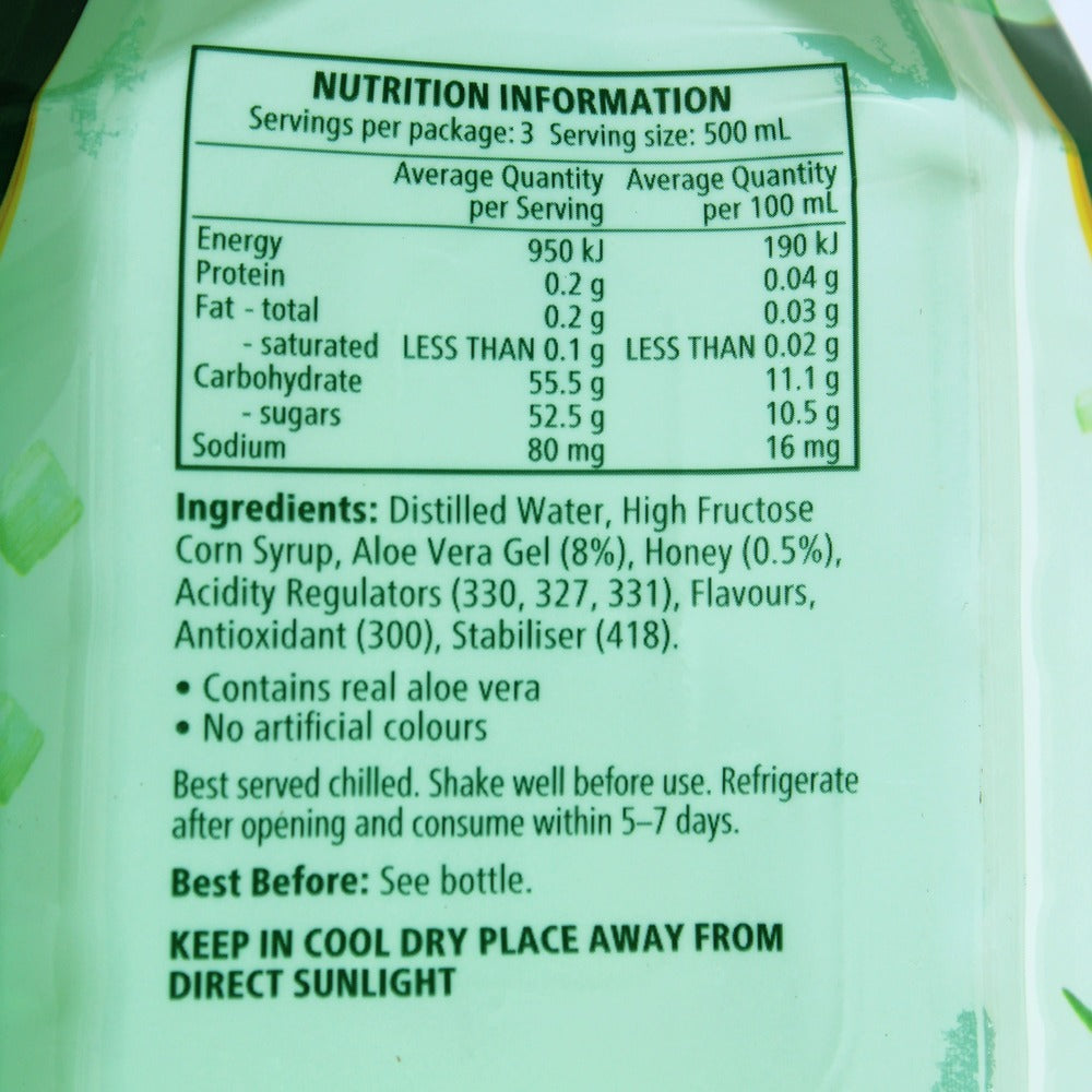 Yoosh Aloe Vera With A Hint Of Honey Drink 1.5L