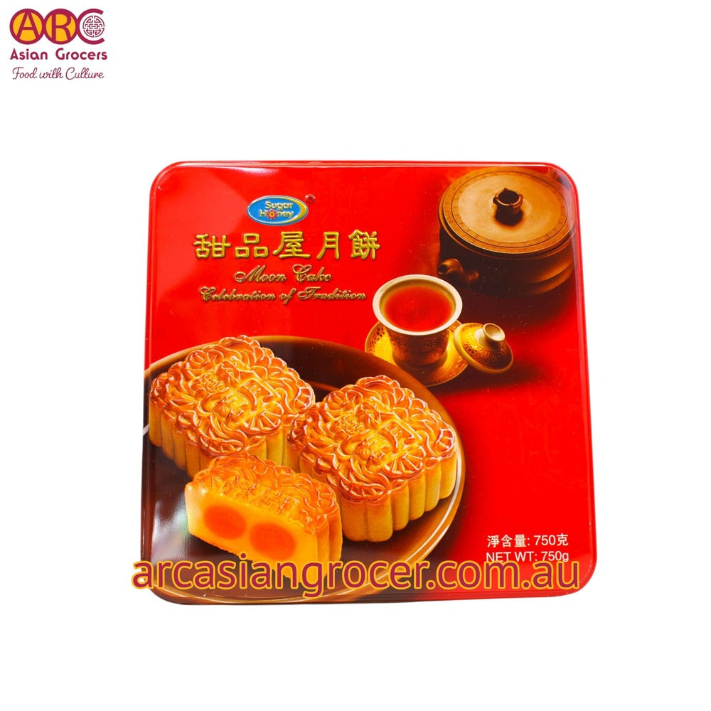 Sugar Honey White Lotus Paste With 1 Egg Yolks Mooncake 4 Pieces 750g (Best Before: 20-12-2026)