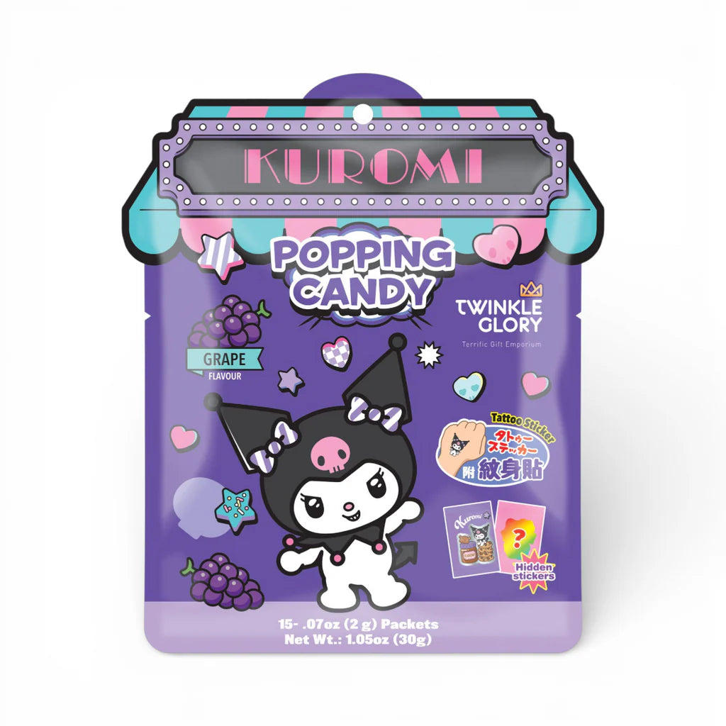 Twinkle Glory Hello Kitty and Friends - Kuromi Grape Flavour Popping Candy with Tattoo Sticker 30g