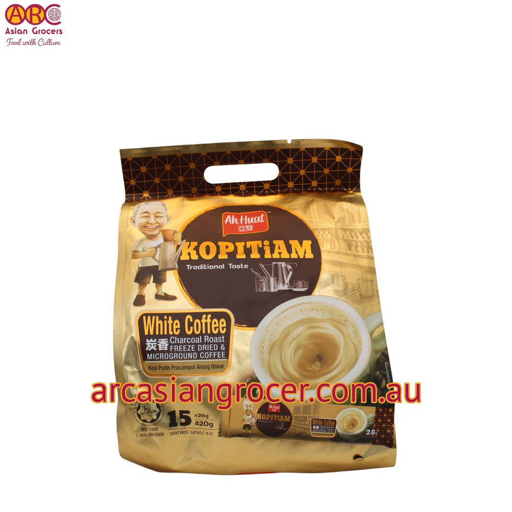 Ah Huat Kopitiam Traditional Taste White Coffee Charcoal Roast 15 Sachets