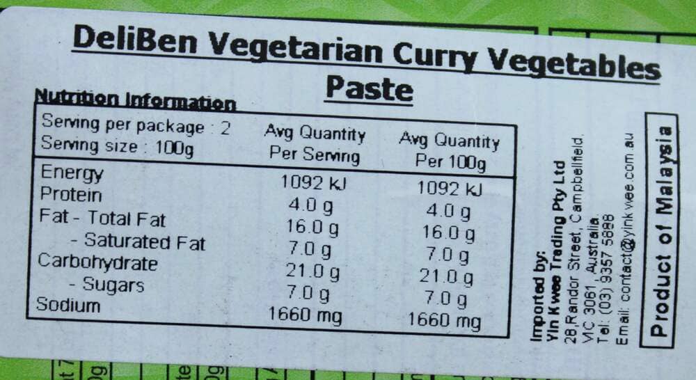 Deliben Vegetarian Curry Vegetables Paste 200g
