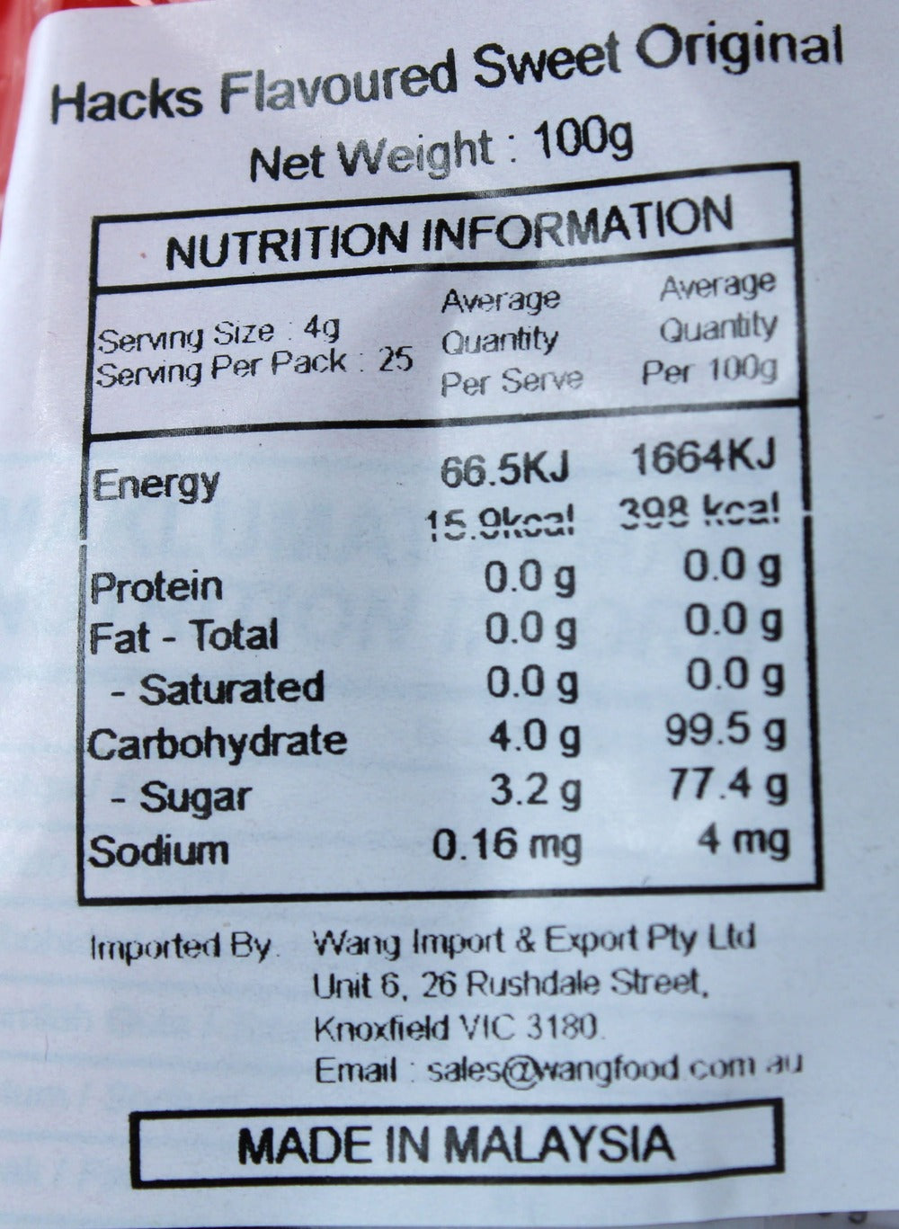 Hacks Gula Gula Original Flavour Candy 100g