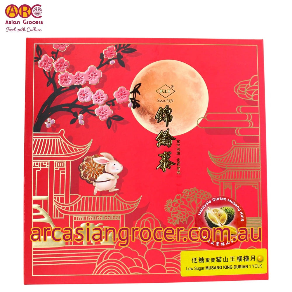 KLT Low Sugar Musang King Durian with 1 Yolk Mooncake 4 Pieces (Best Before: 31-12-2026)