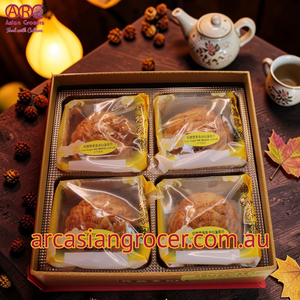 KLT Low Sugar White Lotus with 2 Yolk Mooncake 4 Pieces (Best Before: 31-12-2026)