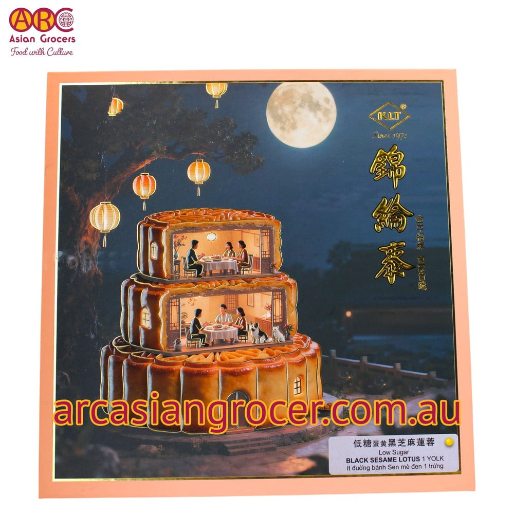 KLT Low Sugar Black Sesame Lotus with 1 Yolk Mooncake 4 Pieces (Best Before: 31-12-2026)