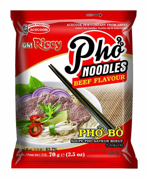 Acecook Oh! Ricey Pho Noodles Beef Flavour 70g